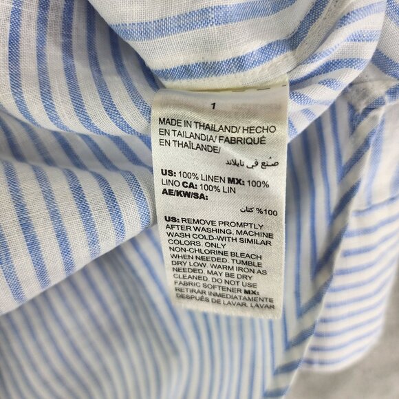 Womens Chicos Striped Shirt Blouse Button Up 100% Linen 3/4 Sleeve Size 1 (S) - Picture 7 of 11